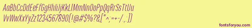 Czcionka MarianinaCnFyLightItalic – fioletowe czcionki na żółtym tle