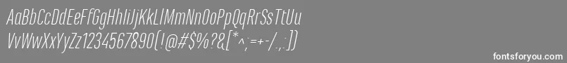 MarianinaCnFyLightItalic-Schriftart – Weiße Schriften auf grauem Hintergrund