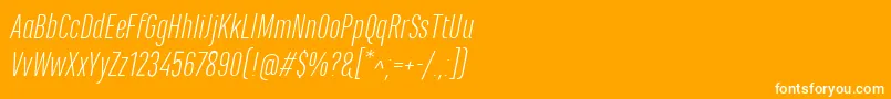 Fonte MarianinaCnFyLightItalic – fontes brancas em um fundo laranja