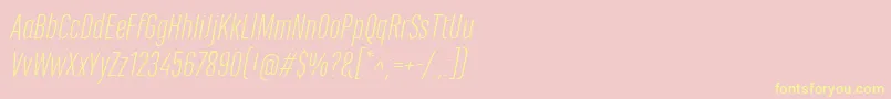 Fonte MarianinaCnFyLightItalic – fontes amarelas em um fundo rosa