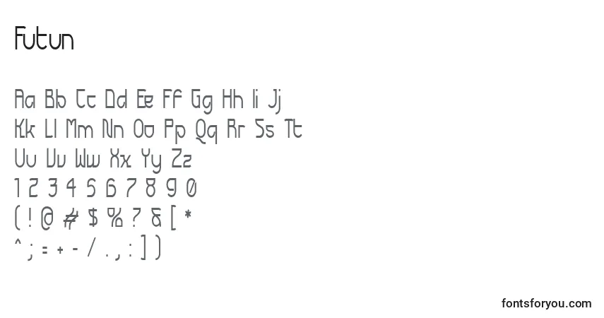 Schriftart Futun – Alphabet, Zahlen, spezielle Symbole