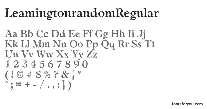 Czcionka LeamingtonrandomRegular – alfabet, cyfry, specjalne znaki