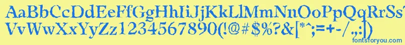 LeamingtonrandomRegular Font – Blue Fonts on Yellow Background