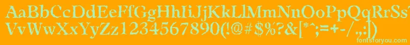 LeamingtonrandomRegular Font – Green Fonts on Orange Background