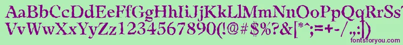 LeamingtonrandomRegular Font – Purple Fonts on Green Background