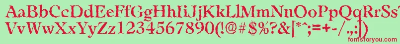 LeamingtonrandomRegular Font – Red Fonts on Green Background