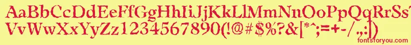 LeamingtonrandomRegular Font – Red Fonts on Yellow Background