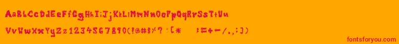 Zombieguts-Schriftart – Rote Schriften auf orangefarbenem Hintergrund