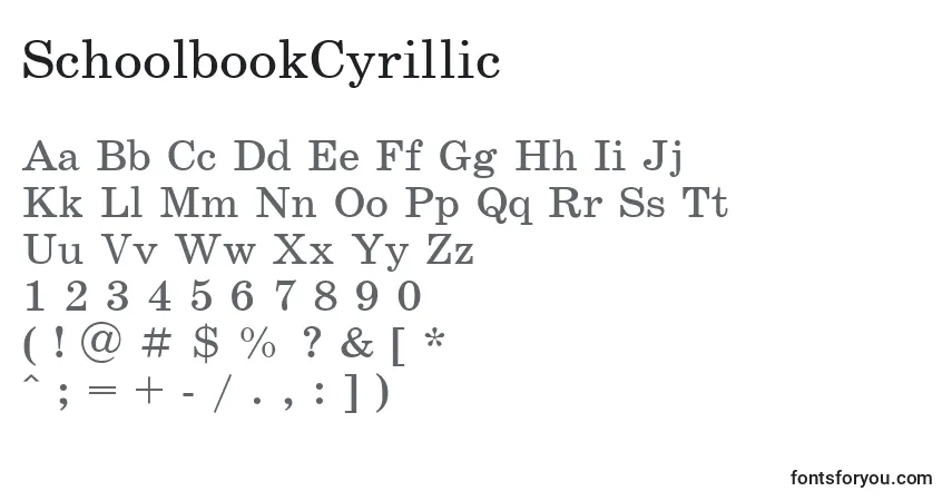A fonte SchoolbookCyrillic – alfabeto, números, caracteres especiais