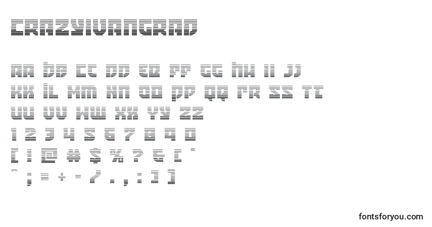 Schriftart Crazyivangrad – Alphabet, Zahlen, spezielle Symbole