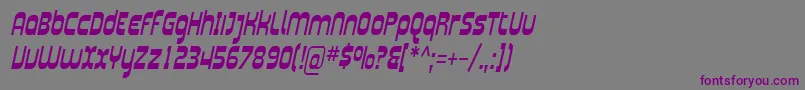 フォントSfplasmaticacondItalic – 紫色のフォント、灰色の背景
