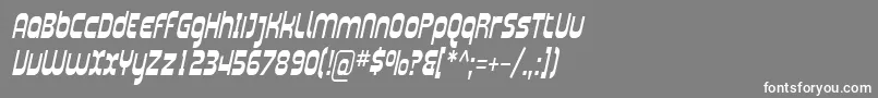 フォントSfplasmaticacondItalic – 灰色の背景に白い文字