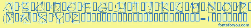 KendoinitialsitcTt Font – Blue Fonts on Yellow Background