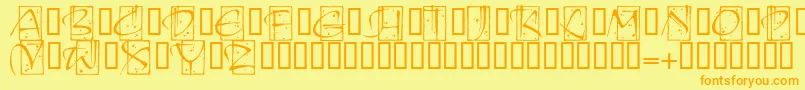 KendoinitialsitcTt Font – Orange Fonts on Yellow Background