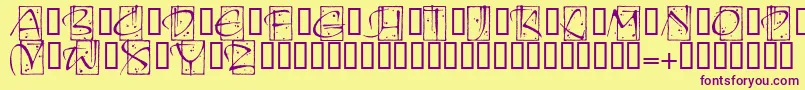 KendoinitialsitcTt Font – Purple Fonts on Yellow Background