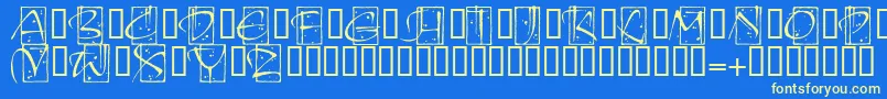 KendoinitialsitcTt Font – Yellow Fonts on Blue Background
