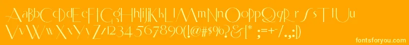 Smartfrocksnf-Schriftart – Gelbe Schriften auf orangefarbenem Hintergrund