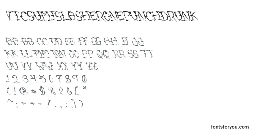 Schriftart VtcSumislasheronepunchdrunk – Alphabet, Zahlen, spezielle Symbole