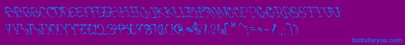 VtcSumislasheronepunchdrunk-Schriftart – Blaue Schriften auf violettem Hintergrund