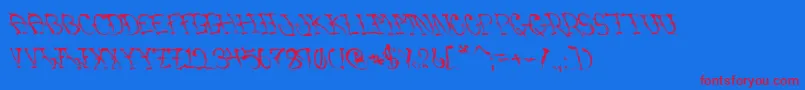 VtcSumislasheronepunchdrunk Font – Red Fonts on Blue Background