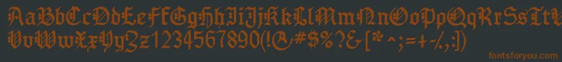 Gotenborgfraktur-fontti – ruskeat fontit mustalla taustalla