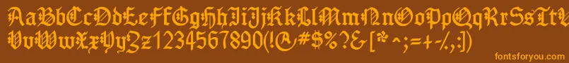 Saiba mais sobre a fonte Gotenborgfraktur Fonte Gotenborgfraktur – fontes laranjas em um fundo marrom