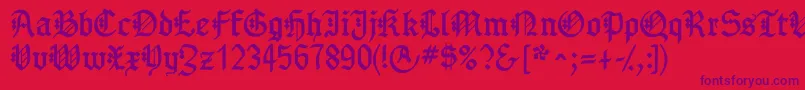 Gotenborgfraktur-fontti – violetit fontit punaisella taustalla