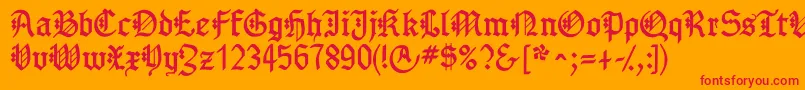 Gotenborgfraktur-Schriftart – Rote Schriften auf orangefarbenem Hintergrund