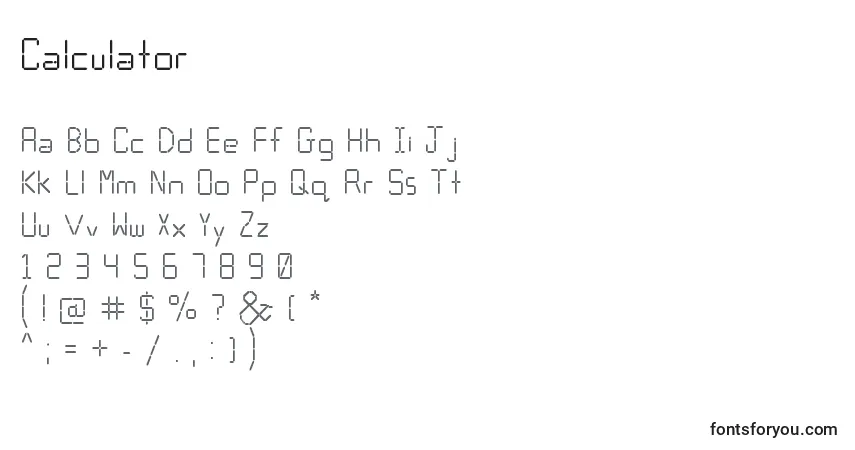 Шрифт Calculator – алфавит, цифры, специальные символы