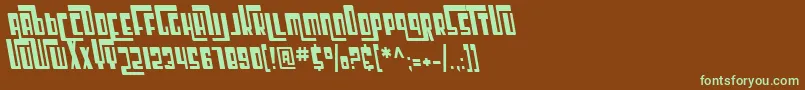フォントSfCosmicAgeCondensedOblique – 緑色の文字が茶色の背景にあります。