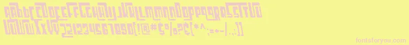 SfCosmicAgeCondensedOblique-fontti – vaaleanpunaiset fontit keltaisella taustalla