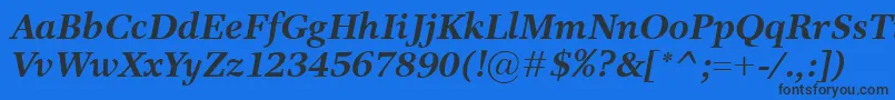 Шрифт ResPublicaBolditalic – чёрные шрифты на синем фоне