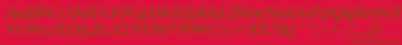 Fonte ResPublicaBolditalic – fontes marrons em um fundo vermelho