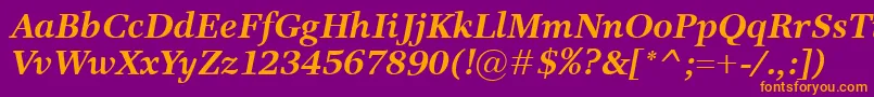 ResPublicaBolditalic-fontti – oranssit fontit violetilla taustalla