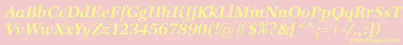 ResPublicaBolditalic-Schriftart – Gelbe Schriften auf rosa Hintergrund