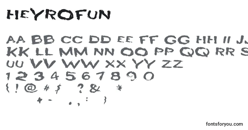 A fonte HeyroFun – alfabeto, números, caracteres especiais