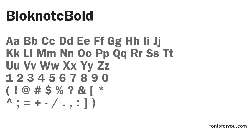 Schriftart BloknotcBold – Alphabet, Zahlen, spezielle Symbole