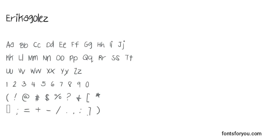 Schriftart Erikagolez – Alphabet, Zahlen, spezielle Symbole