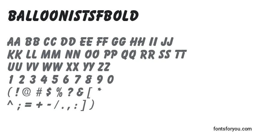 Шрифт BalloonistSfBold – алфавит, цифры, специальные символы