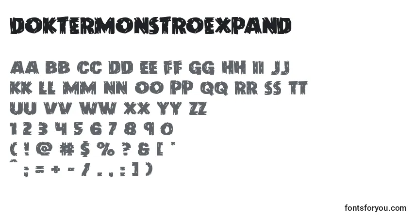 Шрифт Doktermonstroexpand – алфавит, цифры, специальные символы