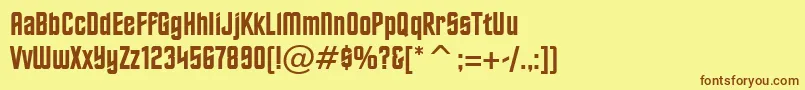 フォントHorizonBt – 茶色の文字が黄色の背景にあります。