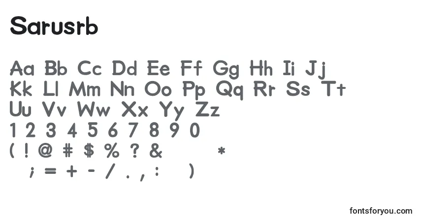 Czcionka Sarusrb – alfabet, cyfry, specjalne znaki