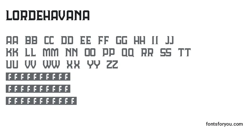 Шрифт LordeHavana – алфавит, цифры, специальные символы