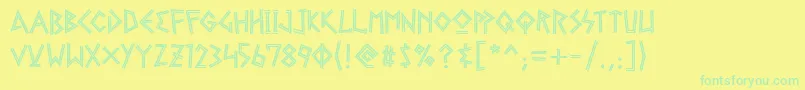 GelioGreekDiner Font – Green Fonts on Yellow Background