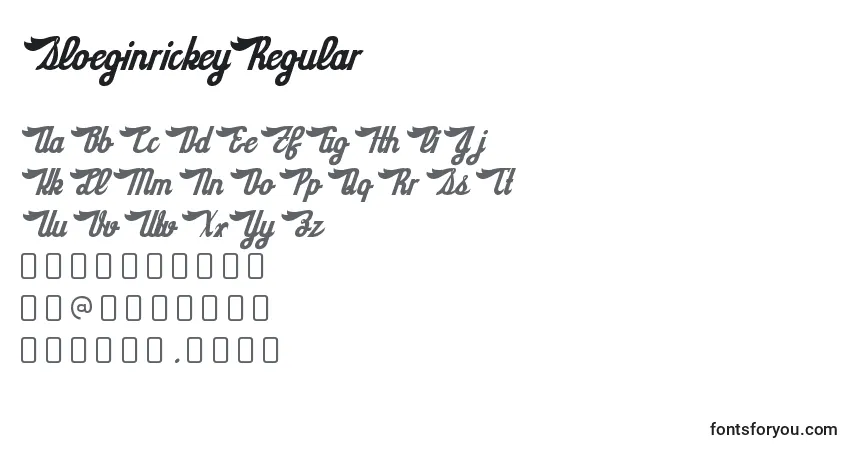 Czcionka SloeginrickeyRegular – alfabet, cyfry, specjalne znaki