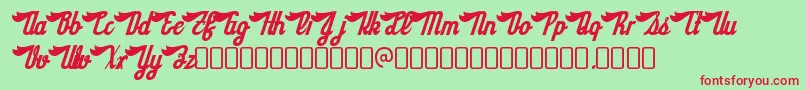 フォントSloeginrickeyRegular – 赤い文字の緑の背景