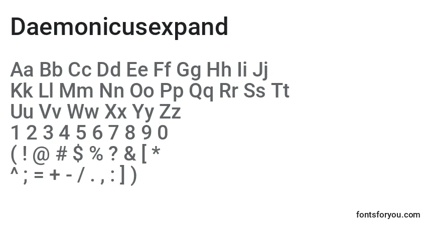Шрифт Daemonicusexpand – алфавит, цифры, специальные символы