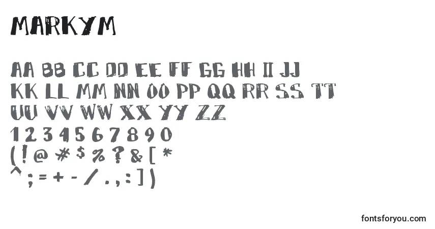 Markym-fontti – aakkoset, numerot, erikoismerkit