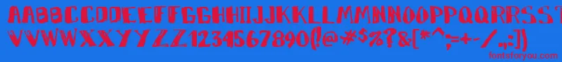 Markym Font – Red Fonts on Blue Background