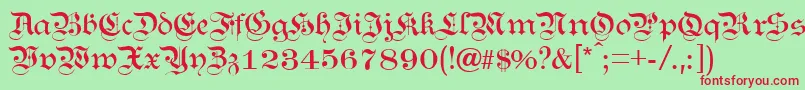 KanzleiLight Font – Red Fonts on Green Background